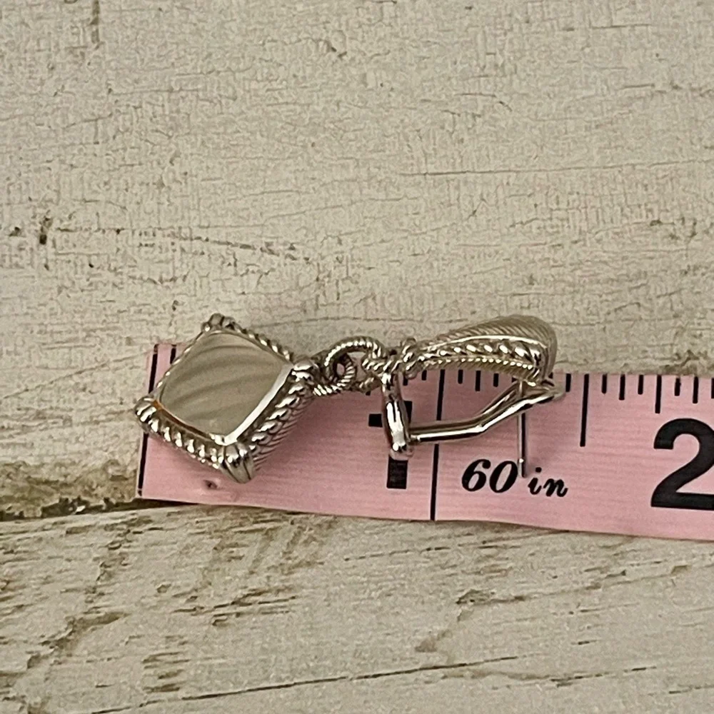 Rare Judith Ripka Sterling Silver Sandblasted Glass Drop Earrings - Picture 8 of 9